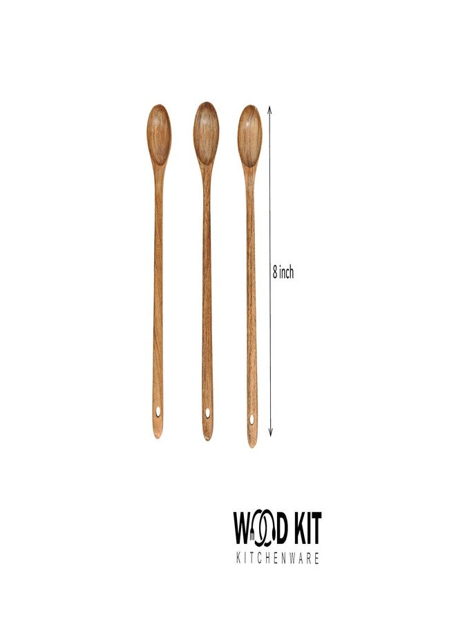 WOODKIT Neem Wood Pickle & Ghee Serving Spoon | Natural Antibacterial Wooden Spoon for Achar, Ghee, Oil & Condiments | Handmade Indian Kitchen Spoon | Eco-Friendly & Food Safe Set of 3 - Image 2